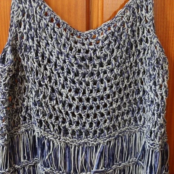 Marilena Chicago Vintage Blue Loose Knit Tank Top Medium Romania - Picture 3 of 10